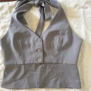 Forever 21 Gray Buttoned Halter Top